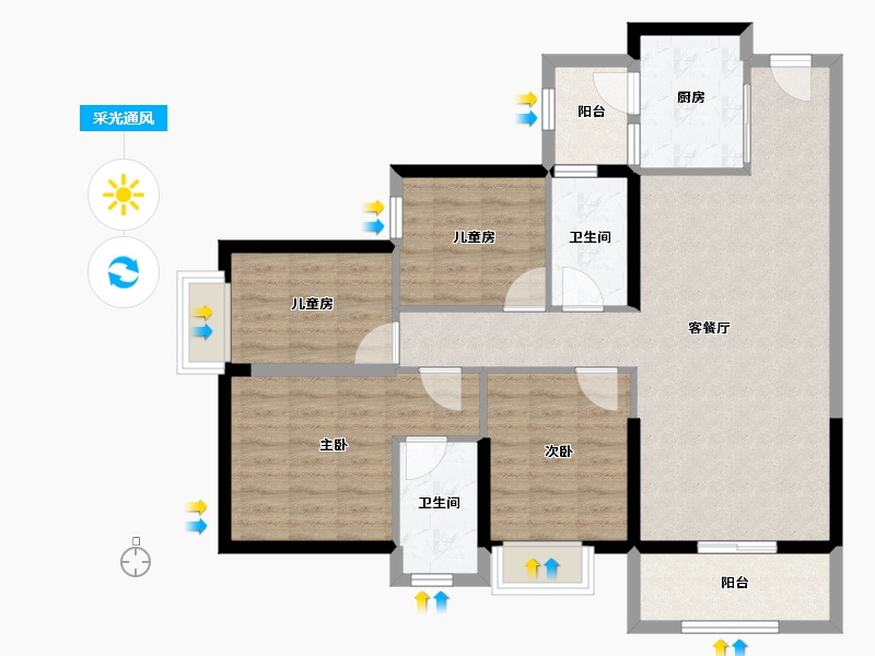 广东省-东莞市-麻涌碧桂园铜雀台-99.00-户型库-采光通风