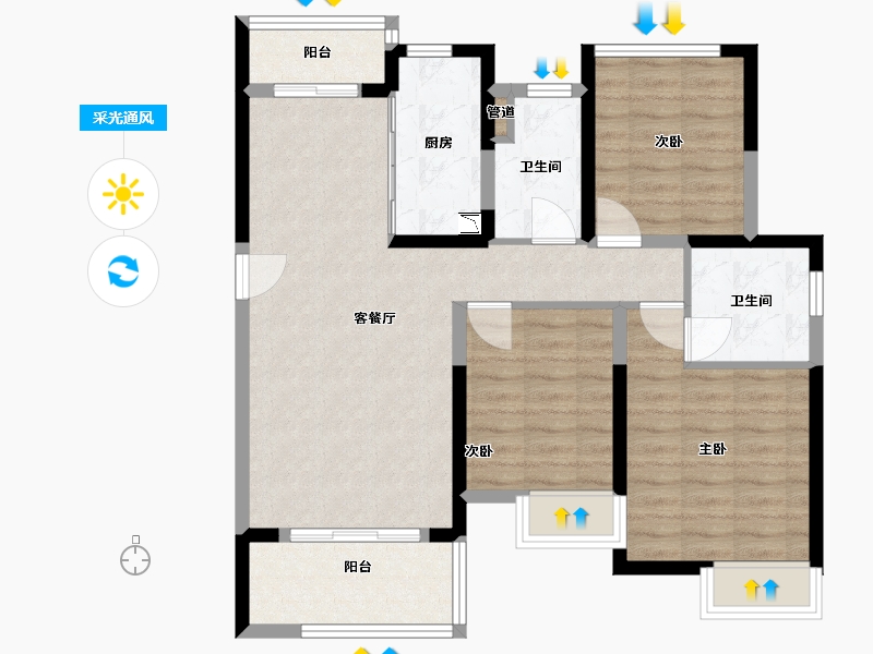 安徽省-滁州市-雅居乐・御宾府-88.00-户型库-采光通风