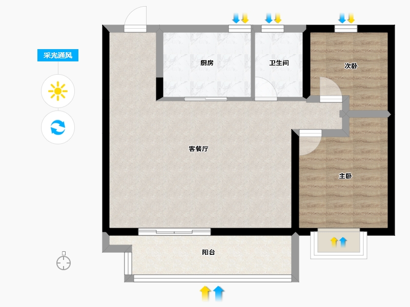 山西省-晋中市-地厚和山名邸-74.15-户型库-采光通风