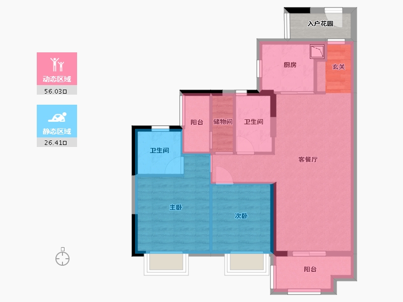 广东省-佛山市-中交雅居乐剑桥郡-76.55-户型库-动静分区