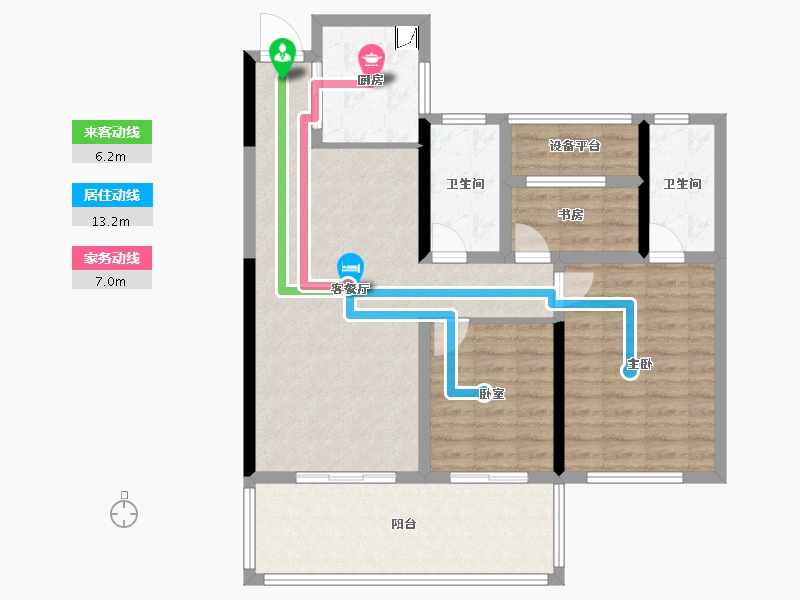 湖南省-长沙市-春晖花园-94.90-户型库-动静线