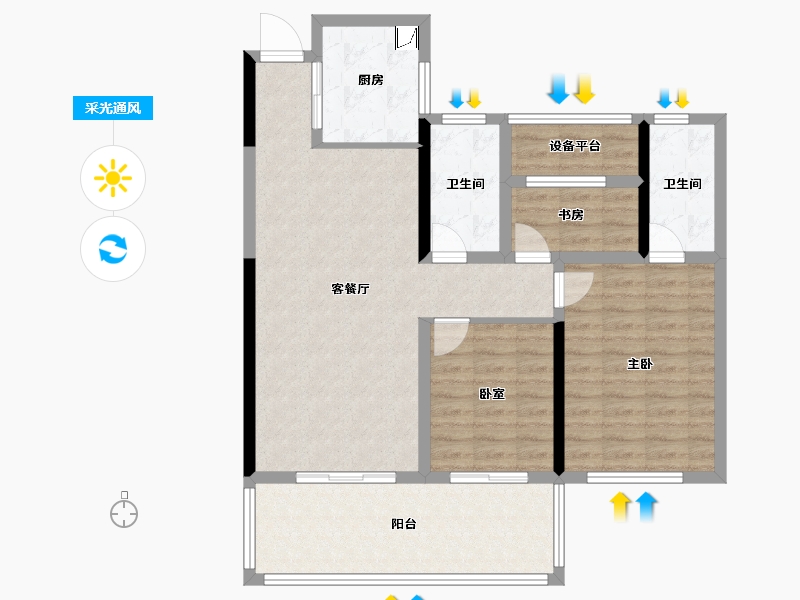 湖南省-长沙市-春晖花园-94.90-户型库-采光通风