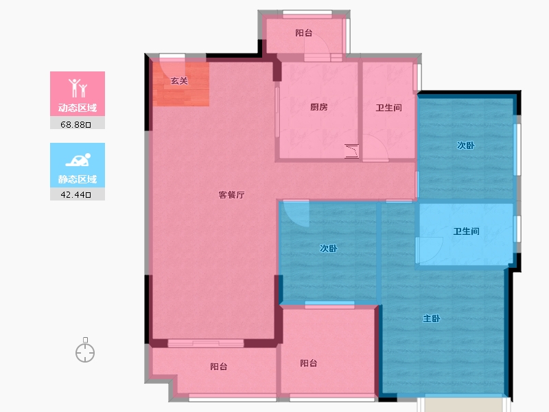 广东省-佛山市-唯美・臻岸华府-100.69-户型库-动静分区