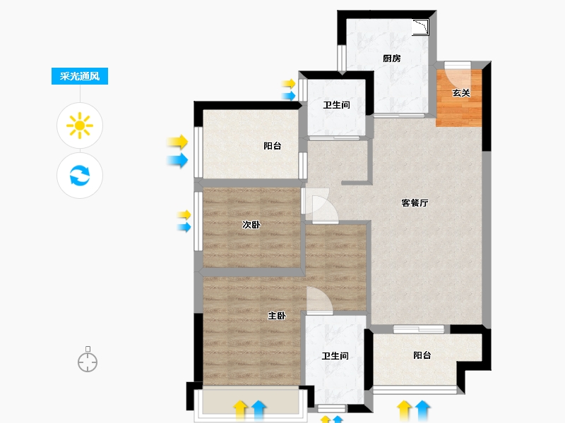 广东省-佛山市-万科中骏金域西江-73.06-户型库-采光通风