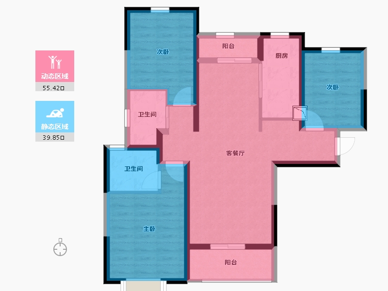 陕西省-西安市-大华锦绣前程-84.09-户型库-动静分区