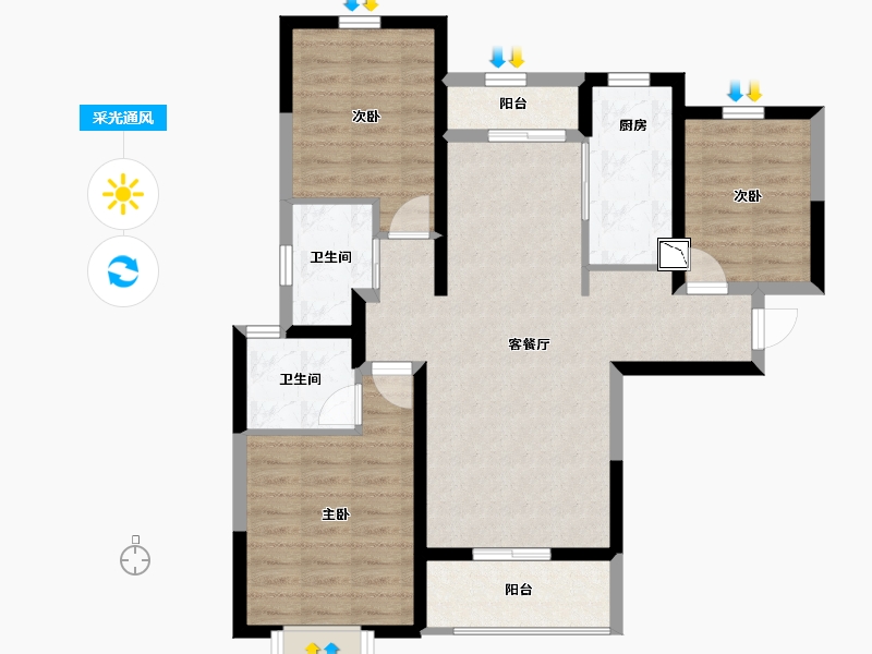 陕西省-西安市-大华锦绣前程-84.09-户型库-采光通风