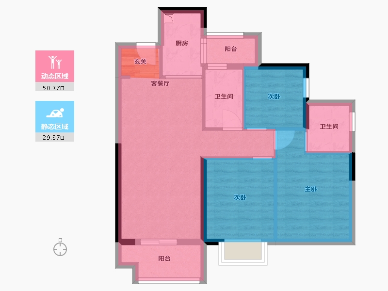 广东省-东莞市-和昌・拾里松湖-70.83-户型库-动静分区