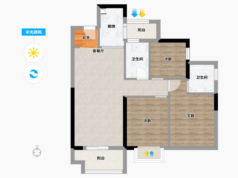 广东省-东莞市-和昌・拾里松湖-70.83-户型库-采光通风