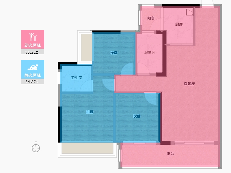 广西壮族自治区-贵港市-奥园顾荣幸福里-80.80-户型库-动静分区