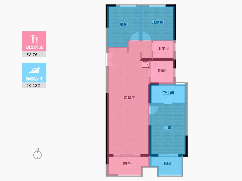 河南省-郑州市-正弘青云筑-98.25-户型库-动静分区