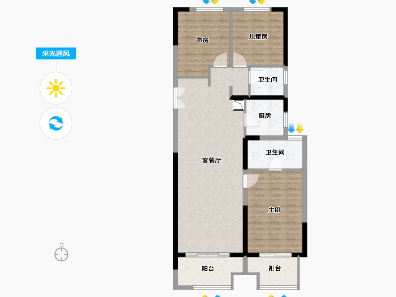 河南省-郑州市-正弘青云筑-98.25-户型库-采光通风