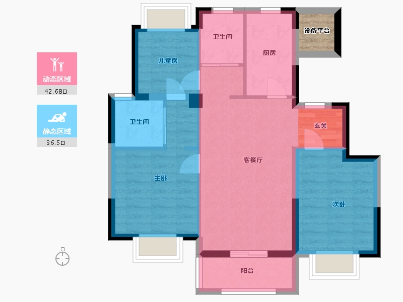 上海-上海市-首创禧瑞里-72.67-户型库-动静分区