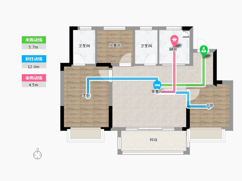 浙江省-金华市-大发奥园・融悦湾-80.00-户型库-动静线