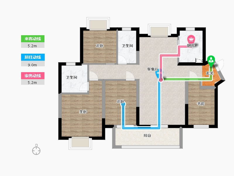 广东省-东莞市-新城玺樾门第-96.80-户型库-动静线