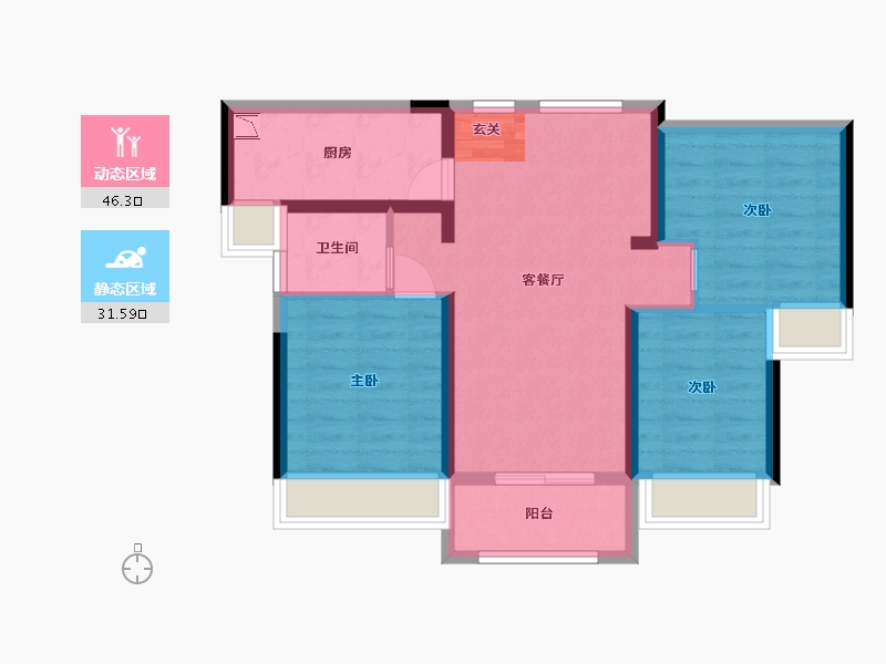 青海省-西宁市-碧桂园凤凰城-68.62-户型库-动静分区