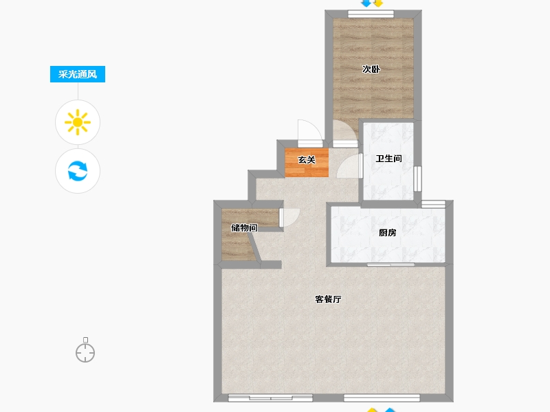 陕西省-西安市-金辉・崇文府-58.93-户型库-采光通风