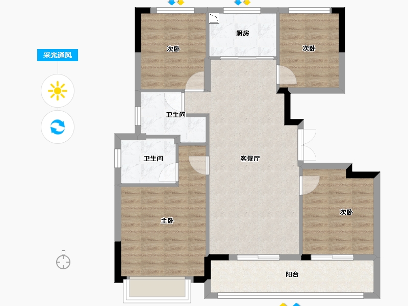 广西壮族自治区-南宁市-保亿天润华府-92.00-户型库-采光通风