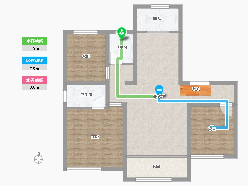 甘肃省-兰州市-爱琴海城市花园-84.40-户型库-动静线