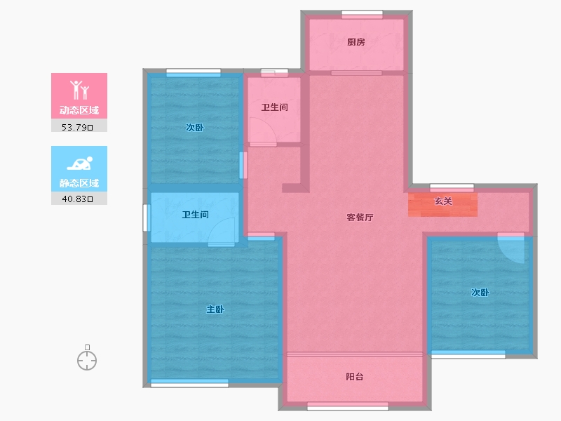 甘肃省-兰州市-爱琴海城市花园-84.40-户型库-动静分区