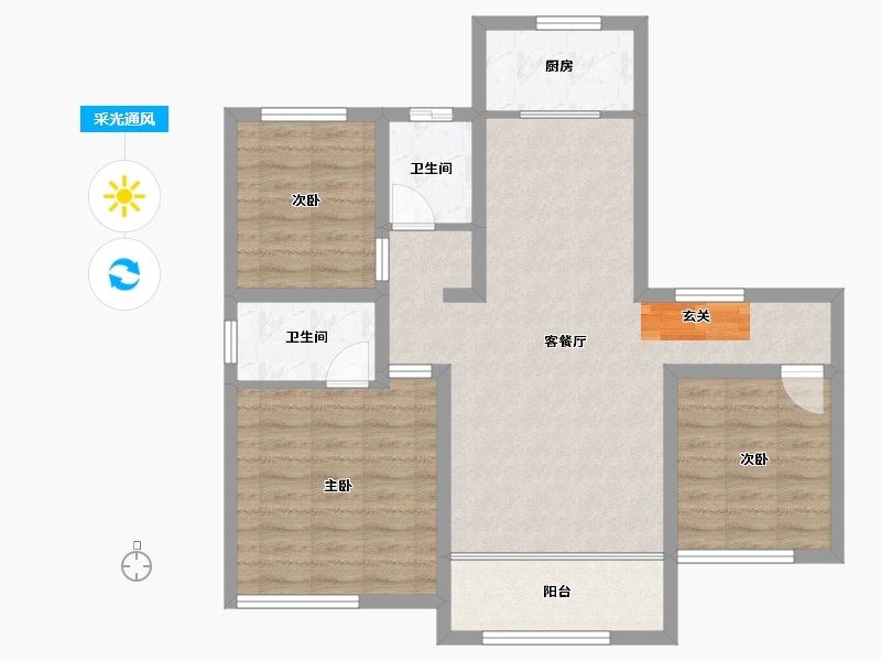 甘肃省-兰州市-爱琴海城市花园-84.40-户型库-采光通风