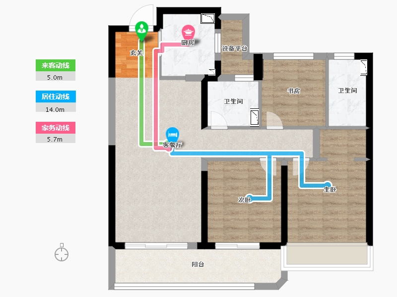 浙江省-温州市-凯迪融创瓯�h名邸-79.99-户型库-动静线