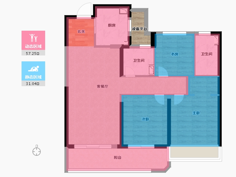 浙江省-温州市-凯迪融创瓯�h名邸-79.99-户型库-动静分区