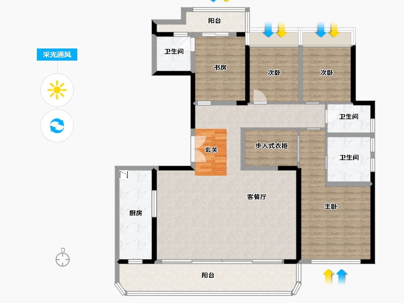 四川省-成都市-德商新希望・国宾锦麟天玺-158.40-户型库-采光通风