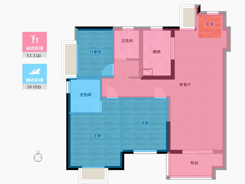 广东省-惠州市-嘉鸿新城博雅府-79.20-户型库-动静分区