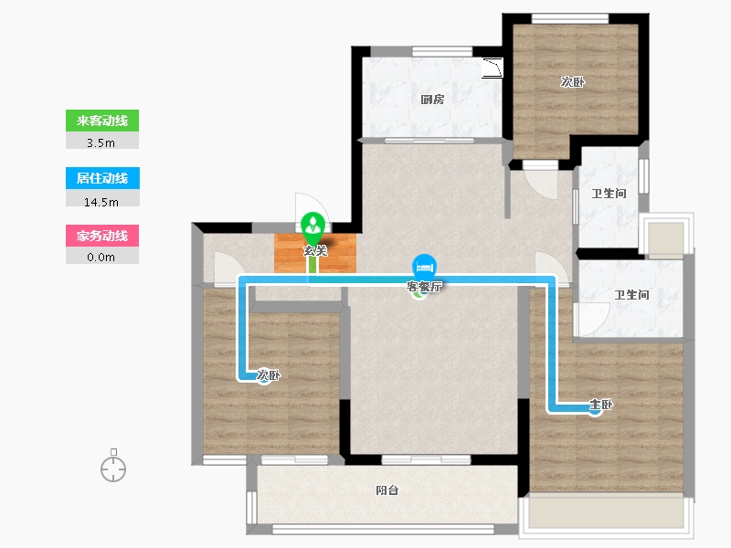 江苏省-扬州市-美的禹洲国宾府-94.40-户型库-动静线