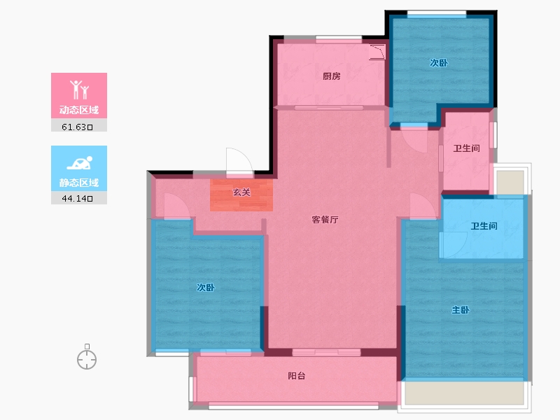 江苏省-扬州市-美的禹洲国宾府-94.40-户型库-动静分区