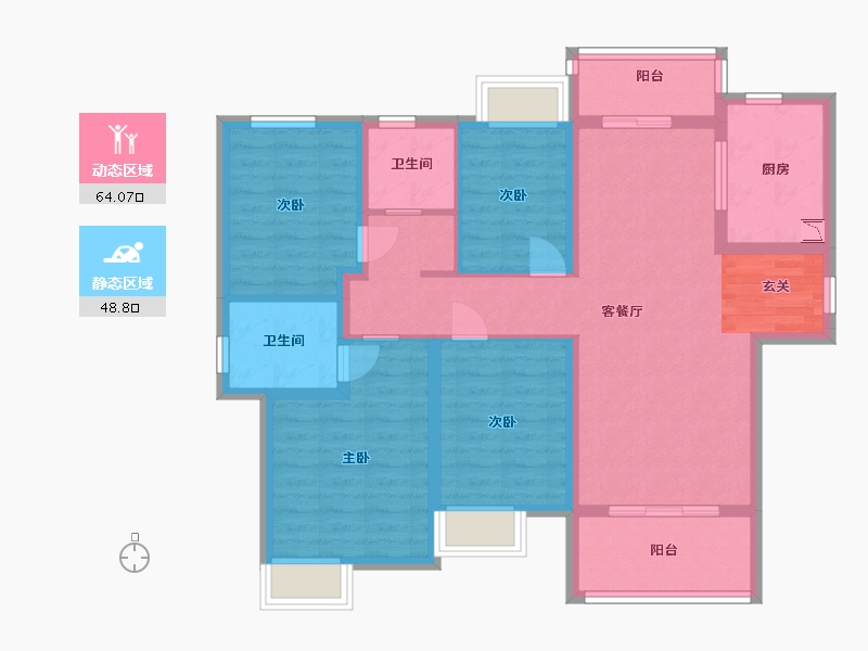 江苏省-扬州市-雅居乐江城雅郡-100.00-户型库-动静分区