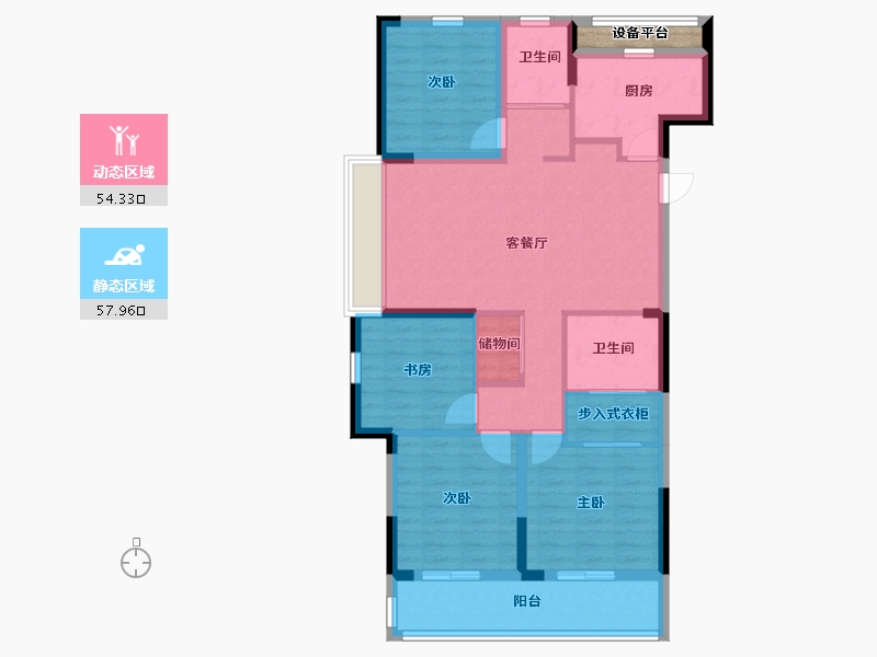 浙江省-杭州市-香栖天第-102.40-户型库-动静分区