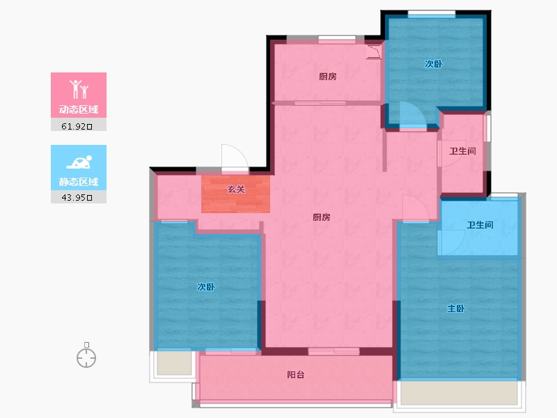 江苏省-扬州市-美的禹洲国宾府-94.50-户型库-动静分区