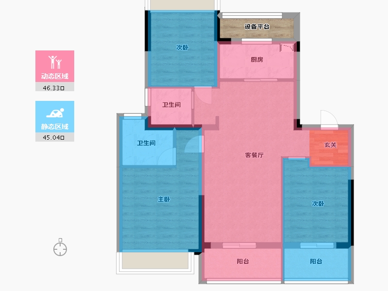 江苏省-扬州市-华建天运府-84.00-户型库-动静分区