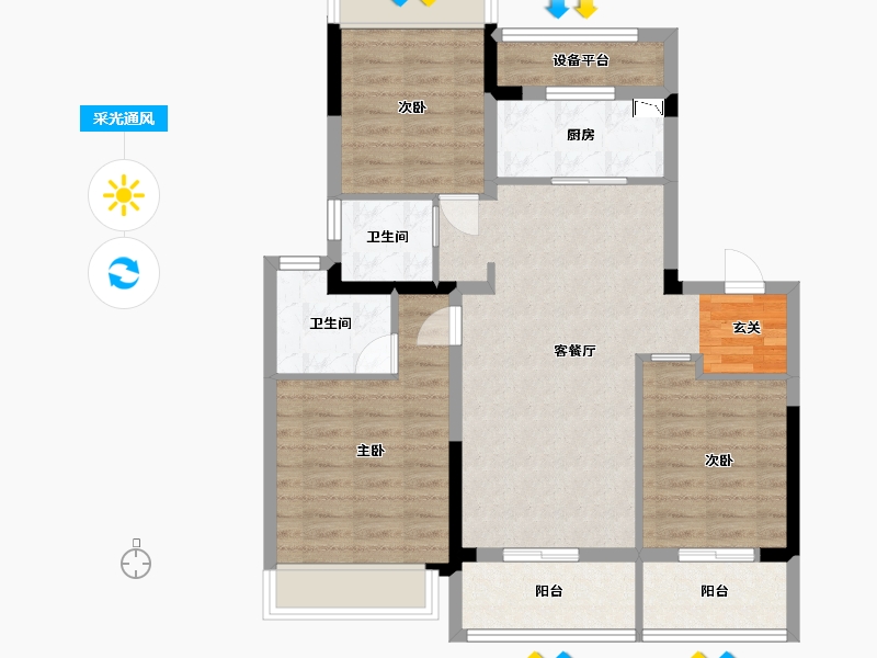 江苏省-扬州市-华建天运府-84.00-户型库-采光通风