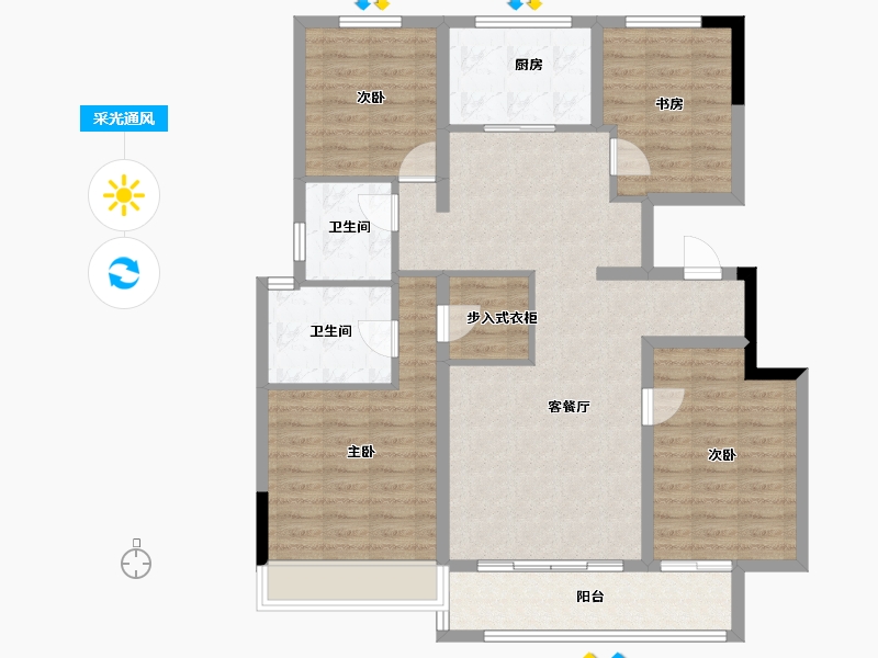 浙江省-湖州市-金都样样红-110.07-户型库-采光通风