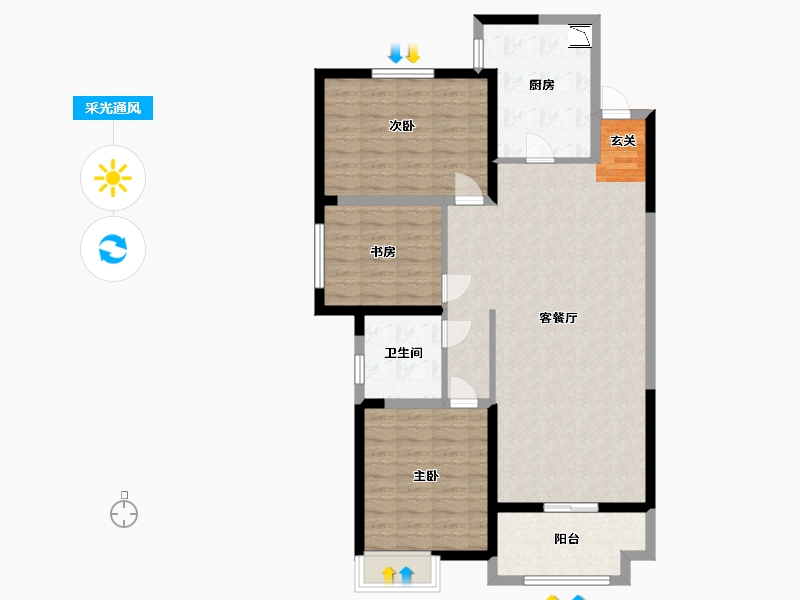 江苏省-扬州市-星地雅苑-99.20-户型库-采光通风