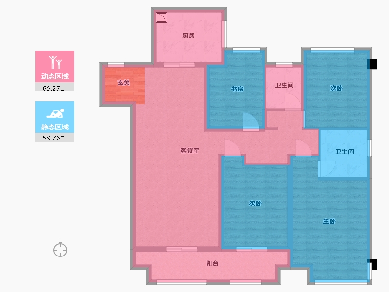 江苏省-扬州市-万科时代风华-115.21-户型库-动静分区