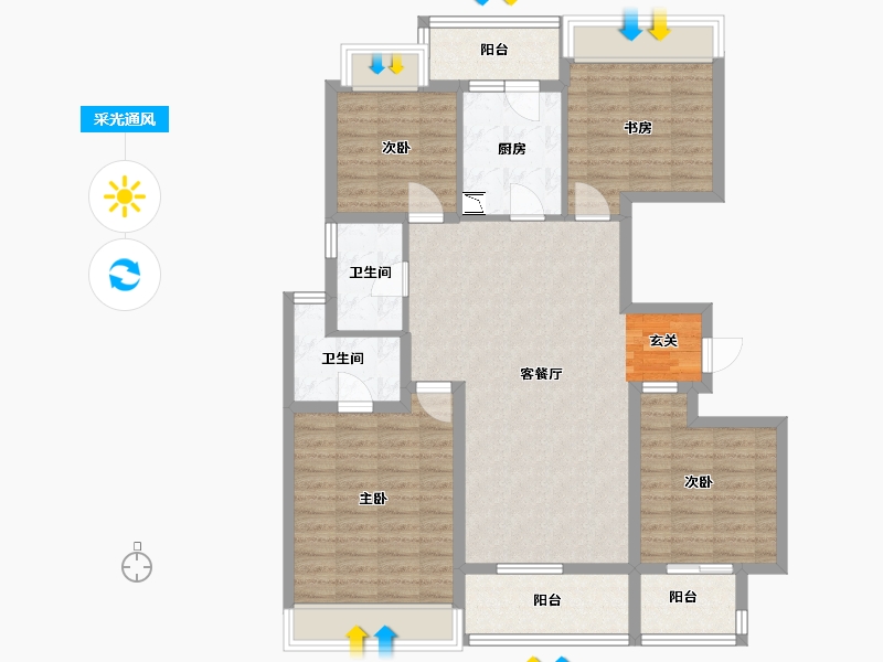 江苏省-扬州市-中信泰富锦辰-109.69-户型库-采光通风