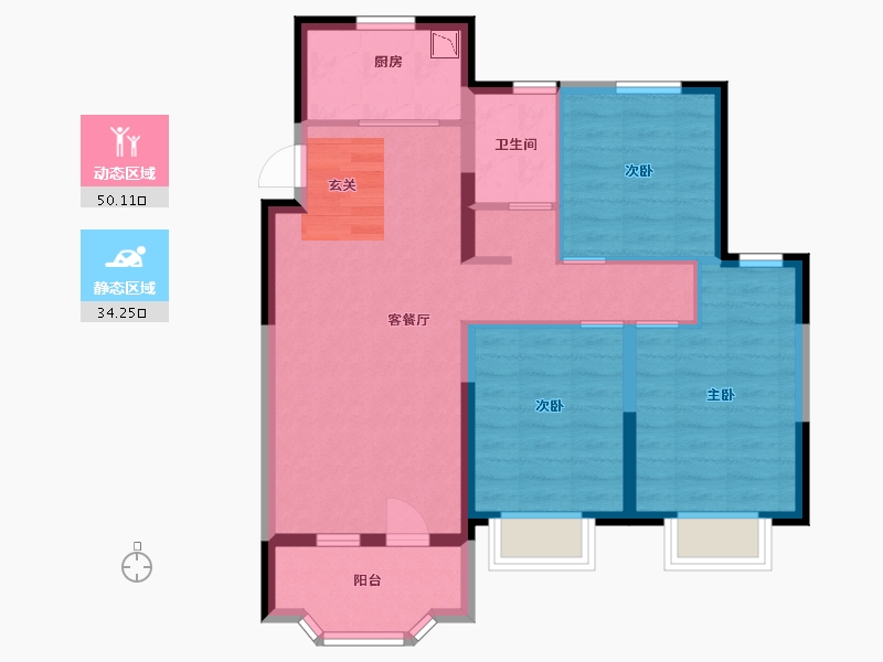 河北省-石家庄市-亨伦观唐名邸-74.84-户型库-动静分区