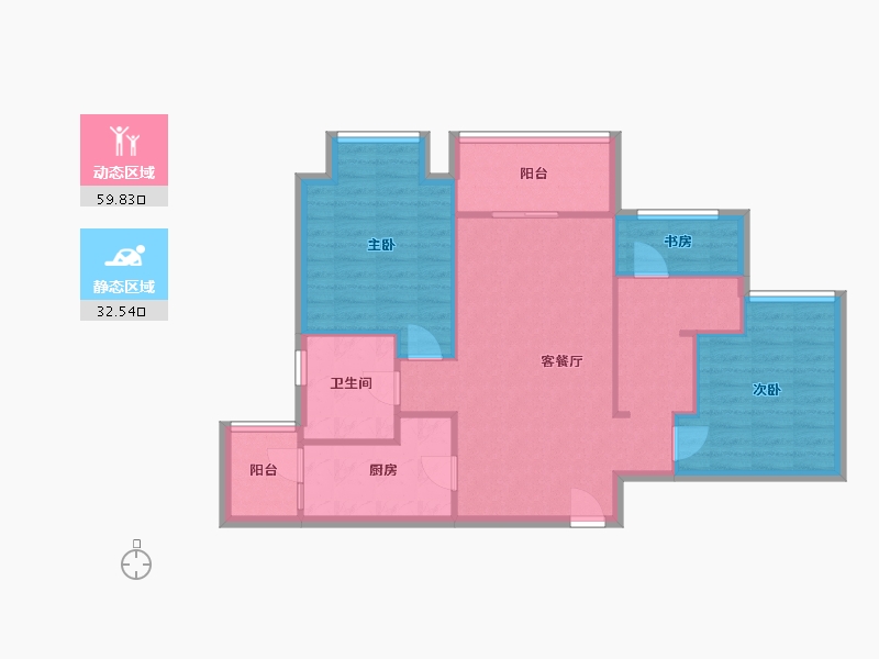 重庆-重庆市-国兴北岸江山-83.59-户型库-动静分区