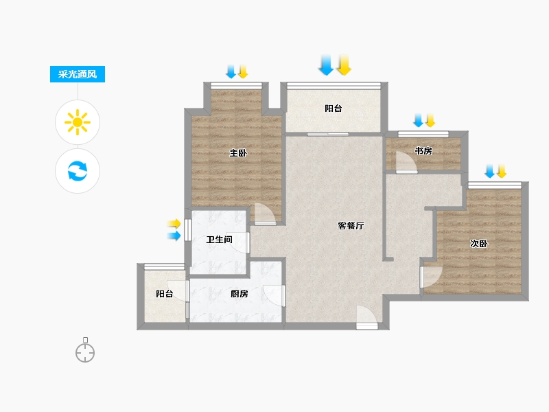 重庆-重庆市-国兴北岸江山-83.59-户型库-采光通风