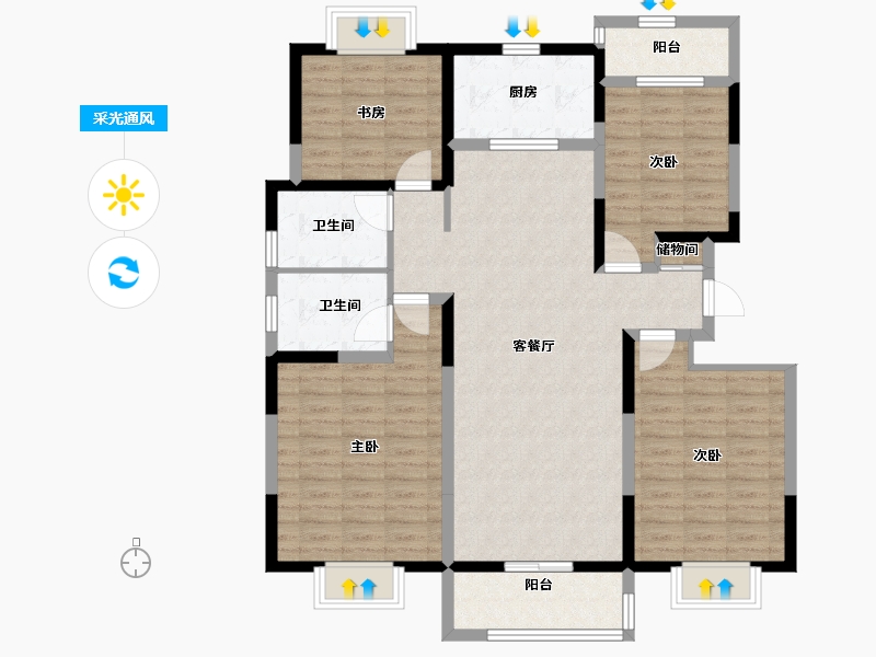 江苏省-徐州市-中钰新苏名苑-119.00-户型库-采光通风