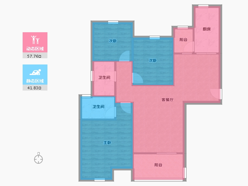 辽宁省-沈阳市-恒大绿洲-90.43-户型库-动静分区