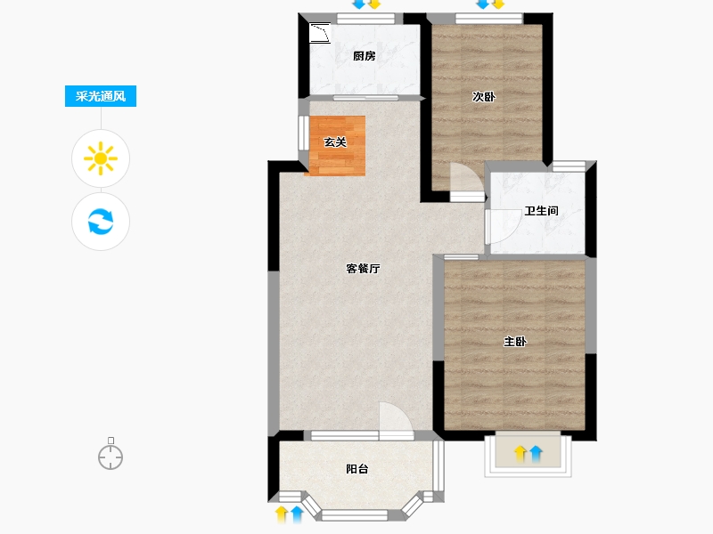 河北省-石家庄市-亨伦观唐名邸-62.65-户型库-采光通风