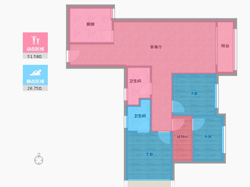 重庆-重庆市-萱花-70.30-户型库-动静分区