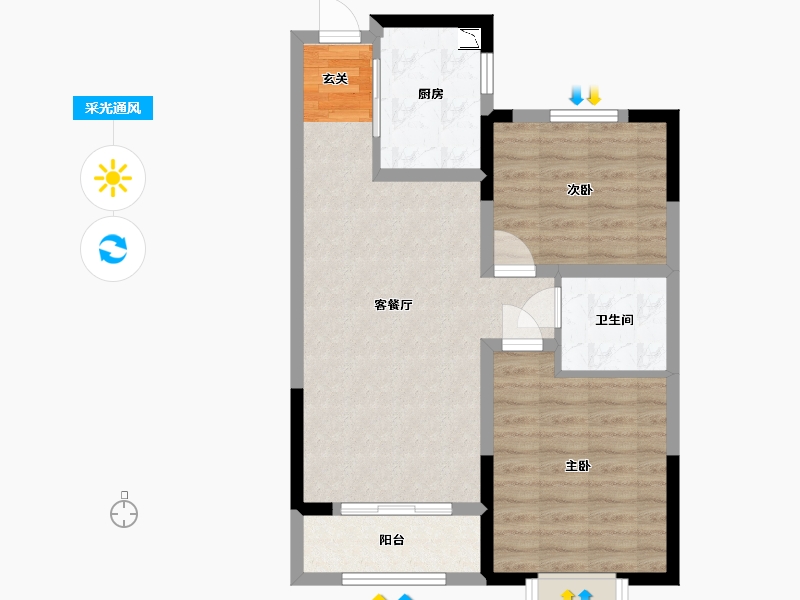 天津-天津市-华侨城碧桂园天境-66.40-户型库-采光通风