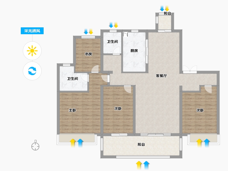 山东省-青岛市-海尔产城创波尔多小镇-132.00-户型库-采光通风