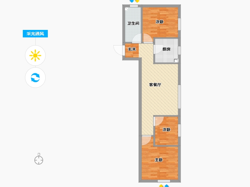 北京-北京市-翡翠家园-57.64-户型库-采光通风