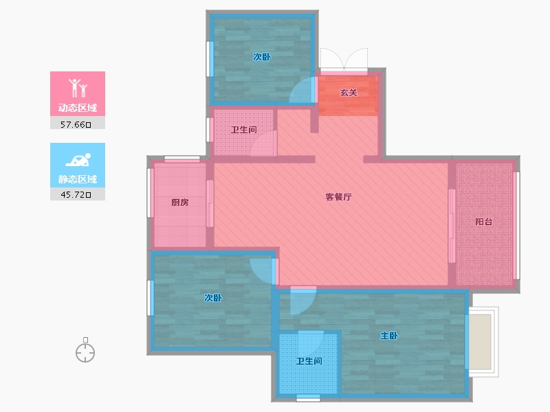 陕西省-安康市-石泉金江龙潭-90.04-户型库-动静分区